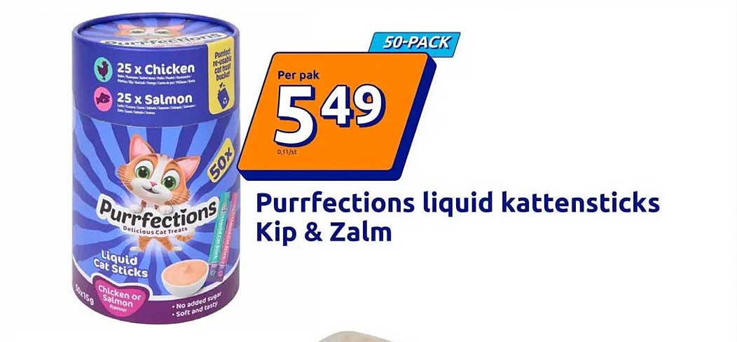 Purrfections liquid kattensticks Kip & Zalm