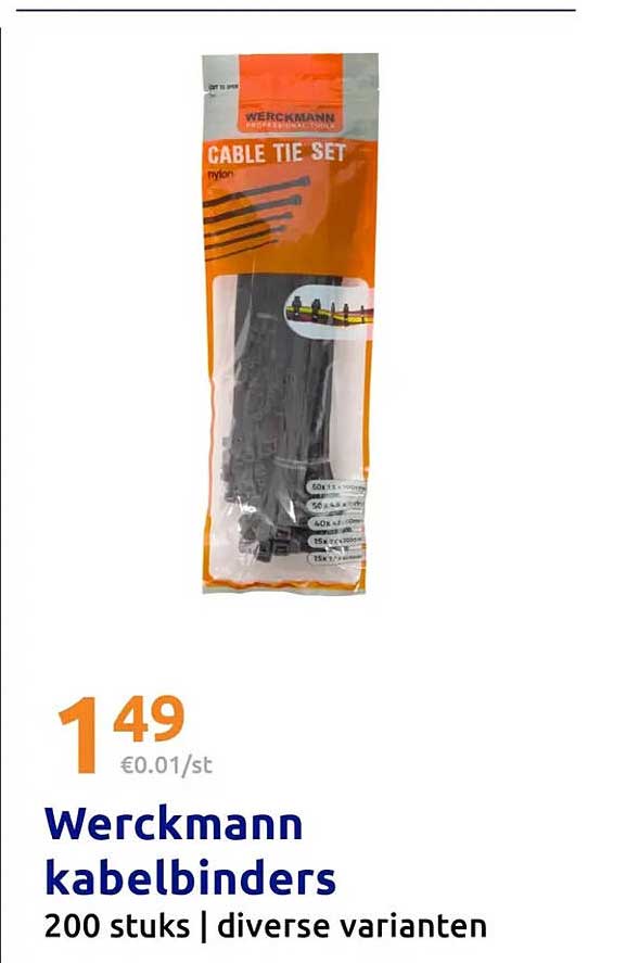 Werckmann kabelbinders 200 stuks | diverse varianten