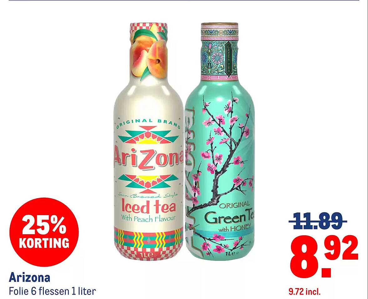 Arizona Iced Tea Met Perziksmaak En Arizona Original Green Tea Met ...