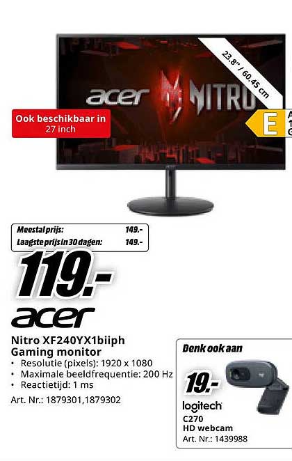 Acer Nitro XF240YX1biiph Gaming monitor