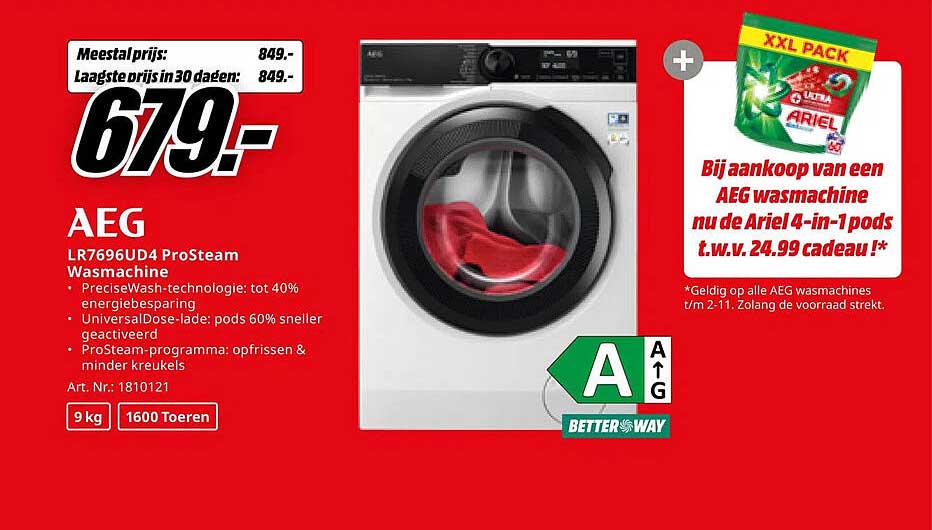 AEG LR7696UD4 ProSteam Wasmachine