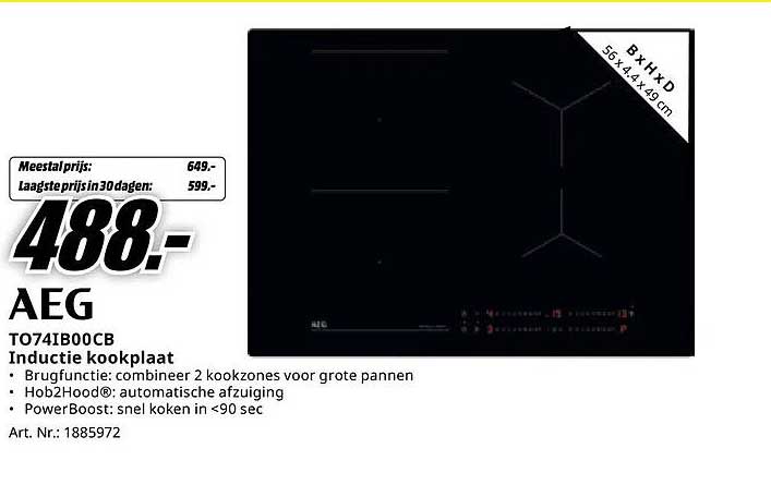 AEG TO74IB00CB Inductie kookplaat