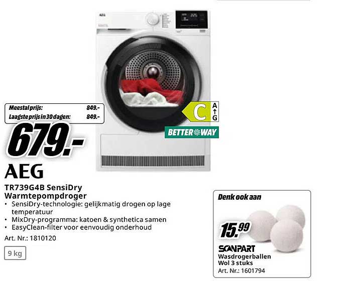 AEG TR739G4B SensiDry Warmtepompdroger