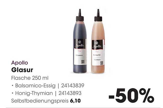 Apollo Glasur 250 ml - Balsamico-Essig en Honig-Thymian