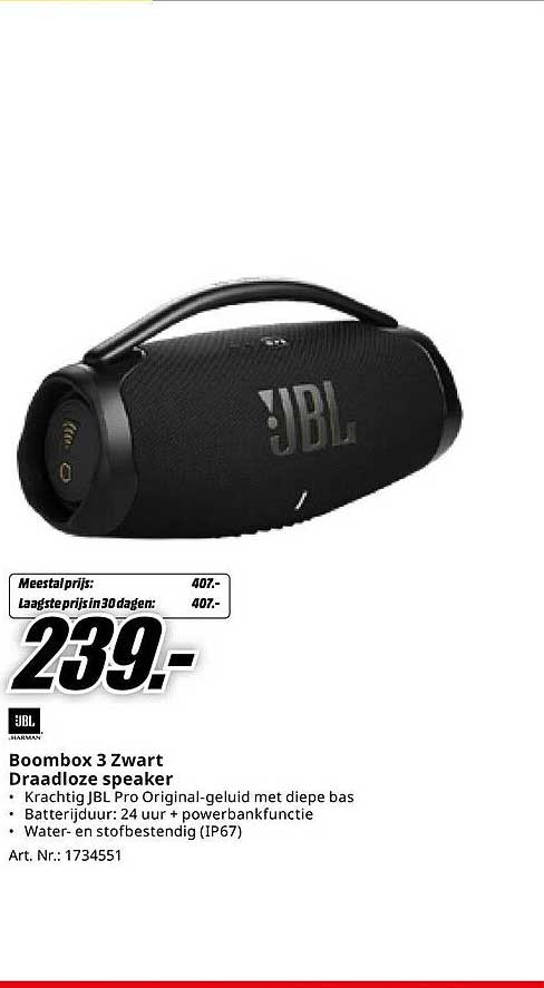 Boombox 3 Zwart Draadloze speaker