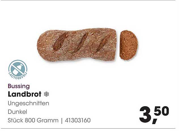 Bussing Landbrot Ungeschnitten Dunkel Stück 800 Gramm