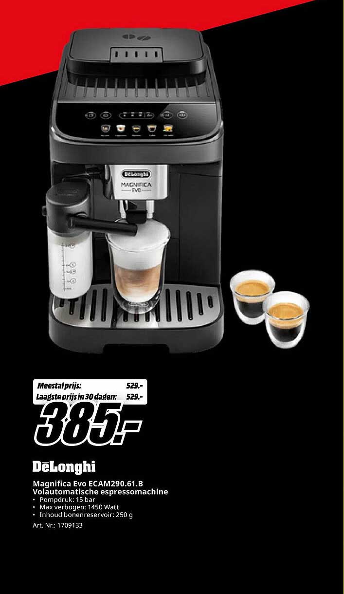 DeLonghi Magnifica Evo ECAM290.61.B Volautomatische espressomachine
