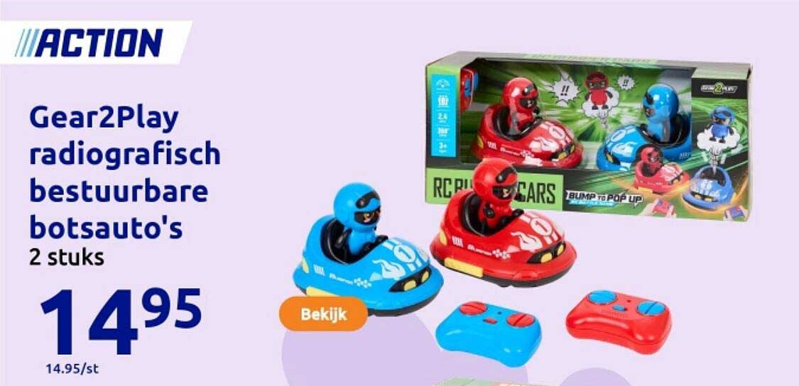 Gear2Play radiografisch bestuurbare botsauto's 2 stuks