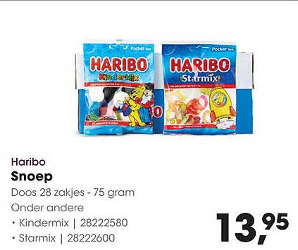 Haribo Snoep - Doos 28 zakjes - 75 gram