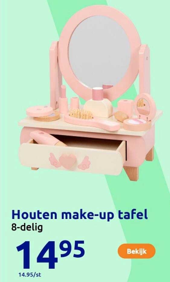 Houten make-up tafel 8-delig
