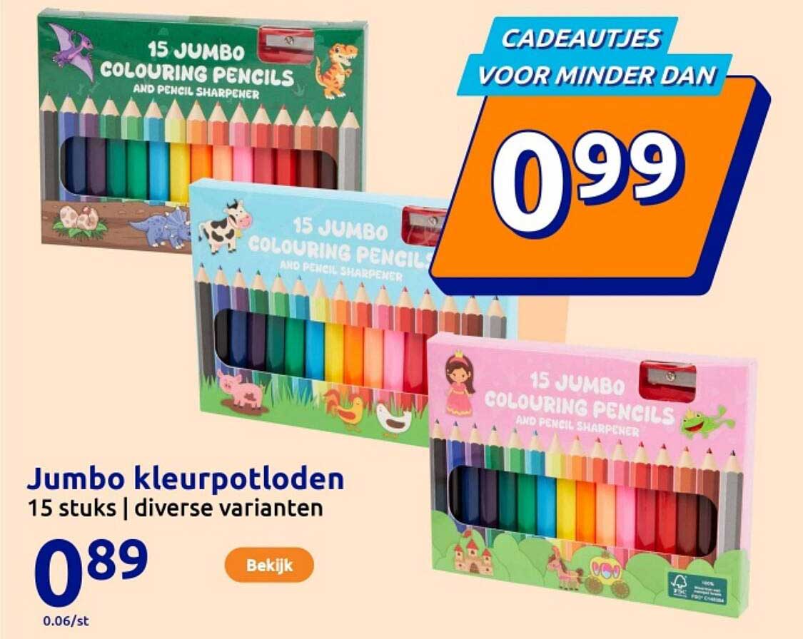 Jumbo kleurpotloden 15 stuks | diverse varianten
