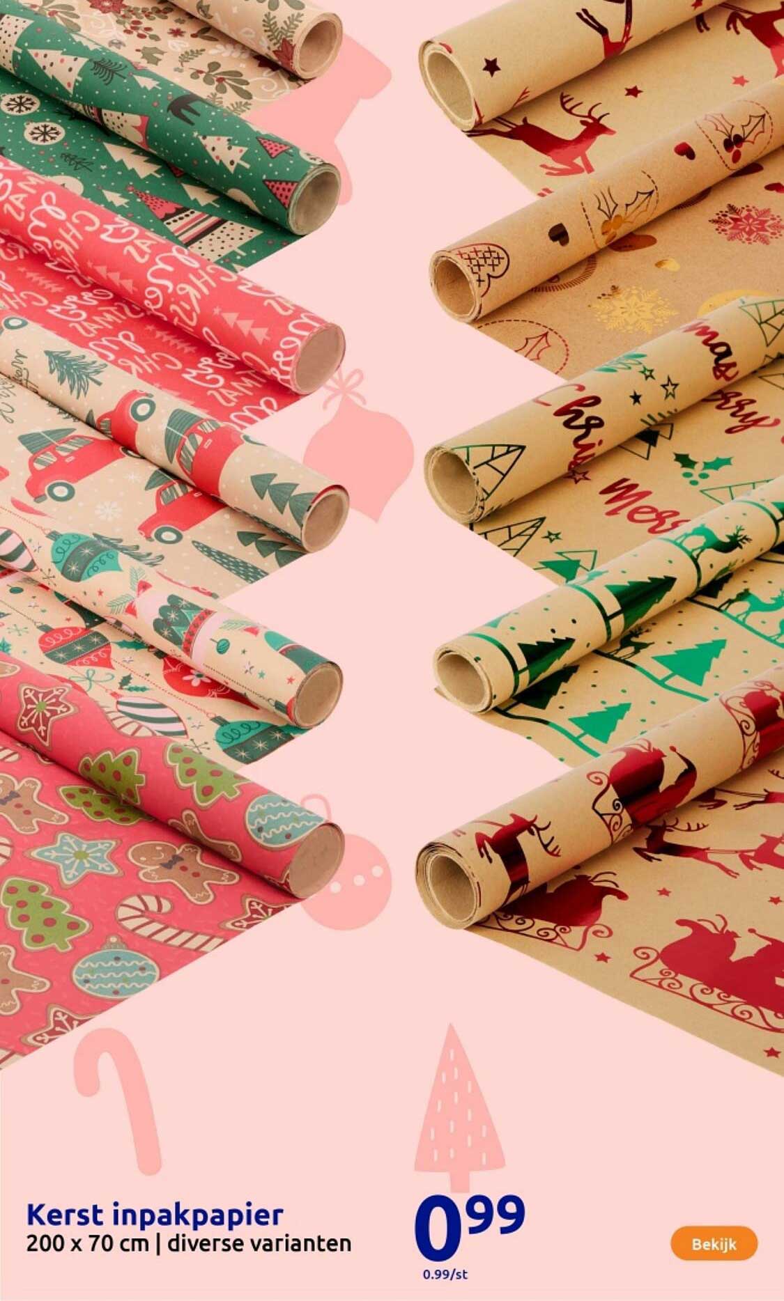 Kerst inpakpapier 200 x 70 cm | diverse varianten