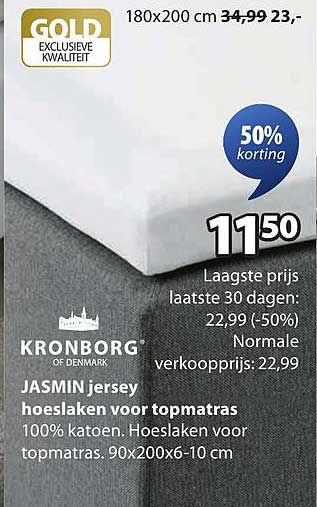 KRONBORG JASMIN jersey hoeslaken voor topmatras 180x200 cm