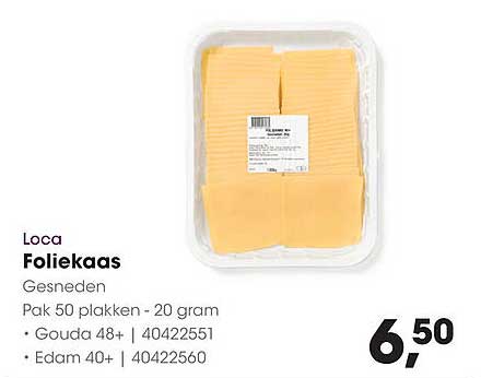 Loca Foliekaas Gesneden Pak 50 plakken - 20 gram