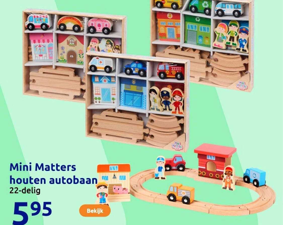 Mini Matters houten autobaan 22-delig