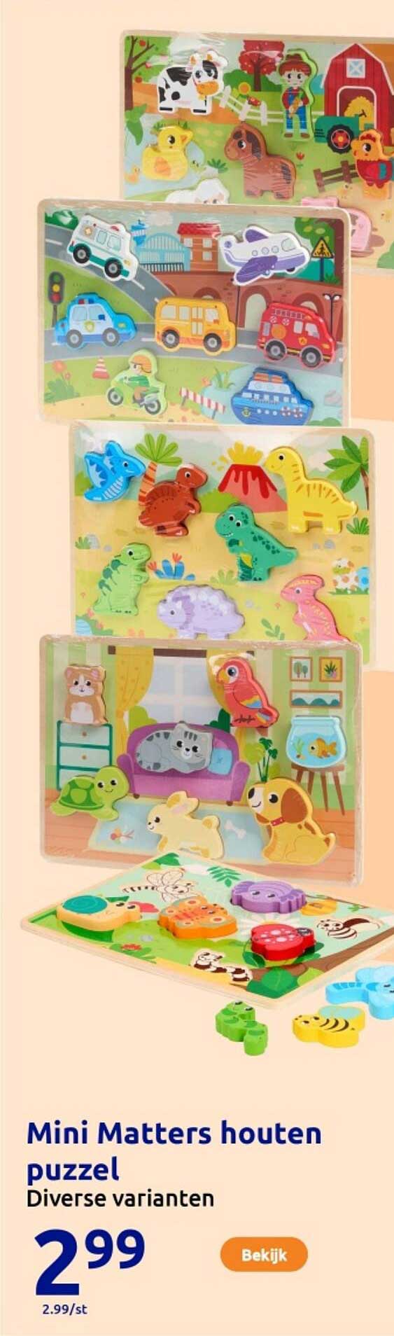 Mini Matters houten puzzel, Diverse varianten