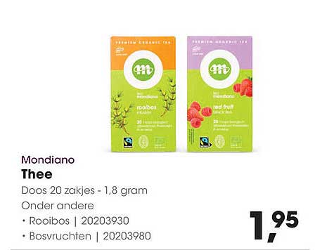 Mondiano Thee - Doos 20 zakjes - 1,8 gram