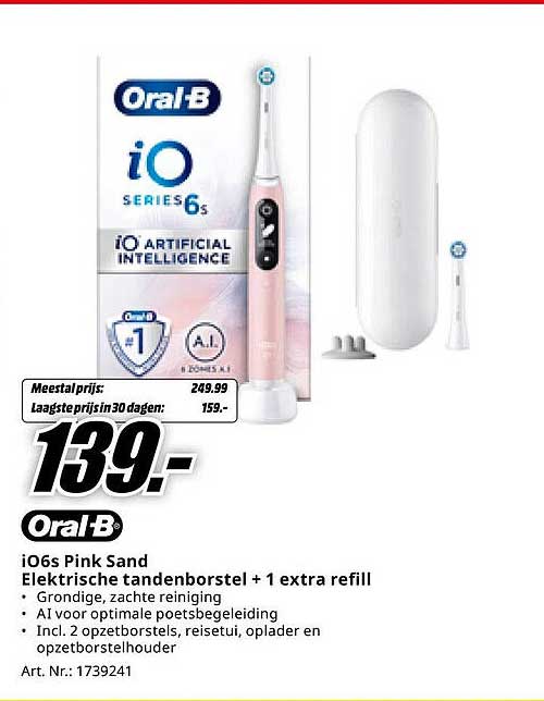 Oral-B iO6s Pink Sand Elektrische tandenborstel + 1 extra refill