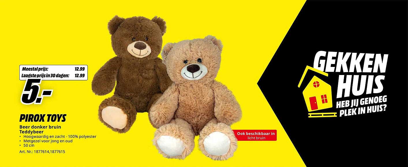 Pirox Toys Beer donker bruin Teddybear