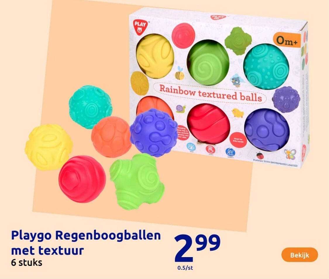 Playgo Regenboogballen met textuur