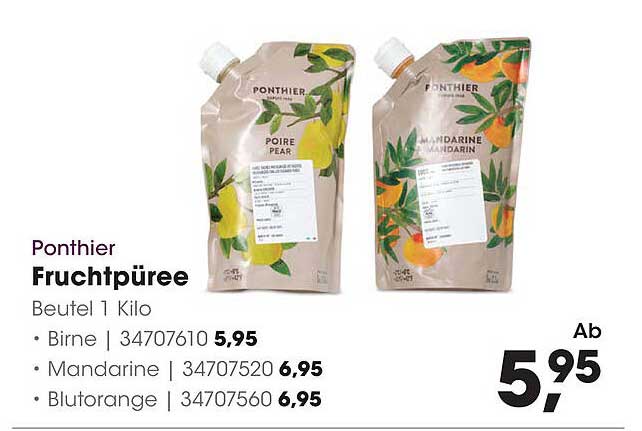 Pontthier Fruchtpüree Beutel 1 Kilo