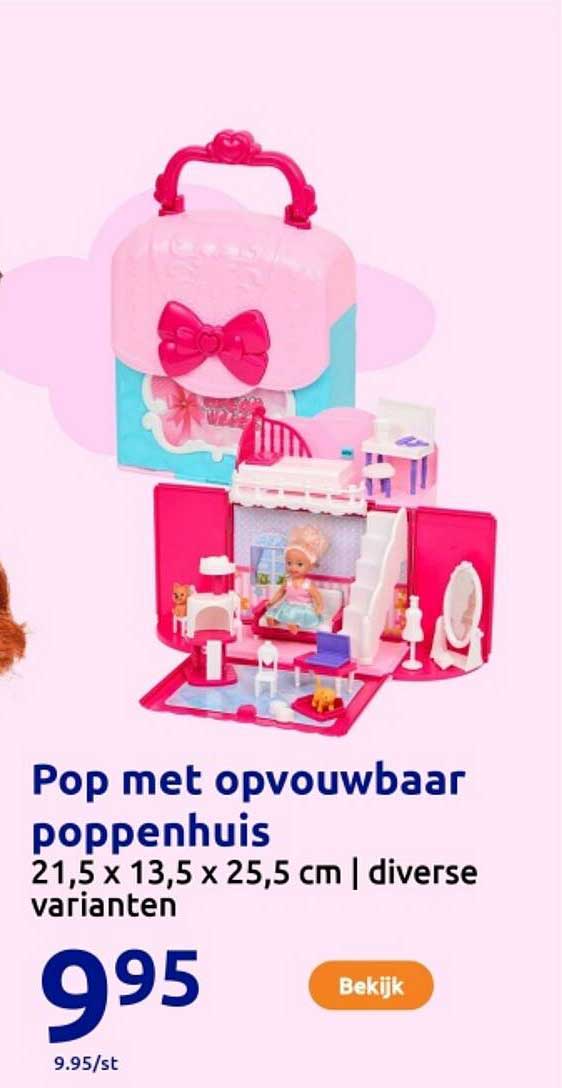 Pop met opvouwbaar poppenhuis
