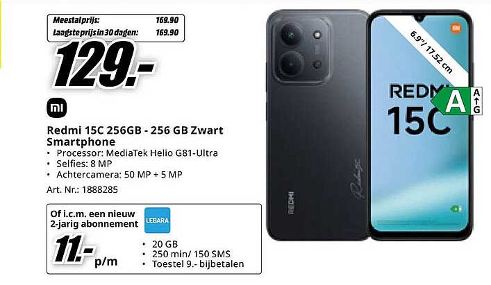 Redmi 15C 256GB - 256 GB Zwart Smartphone