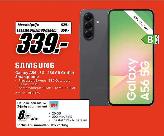 Samsung Galaxy A56 - 5G - 256 GB Grafiet Smartphone