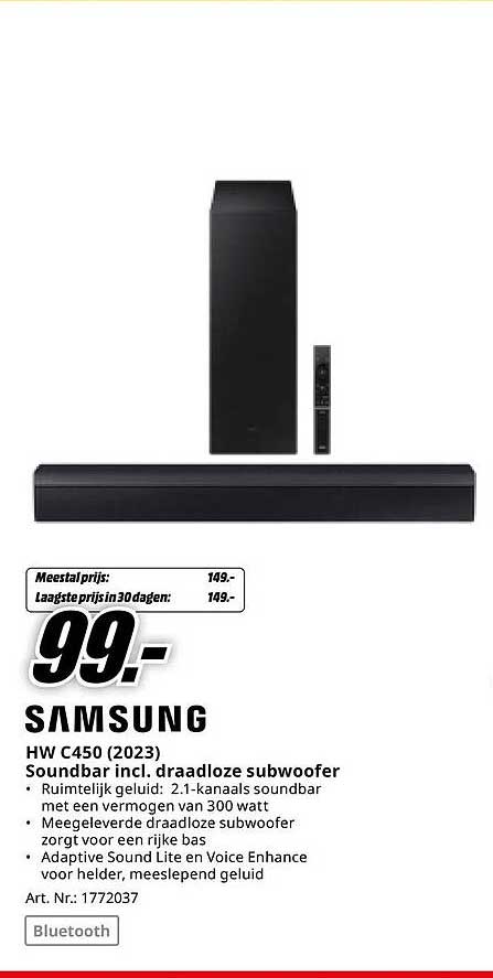 Samsung HW C450 (2023) Soundbar incl. draadloze subwoofer