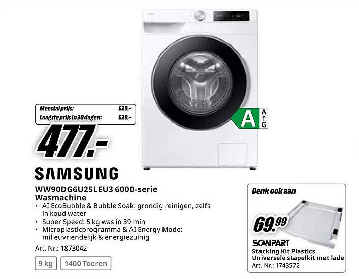 Samsung WW90D6U25LEU3 6000-serie Wasmachine
