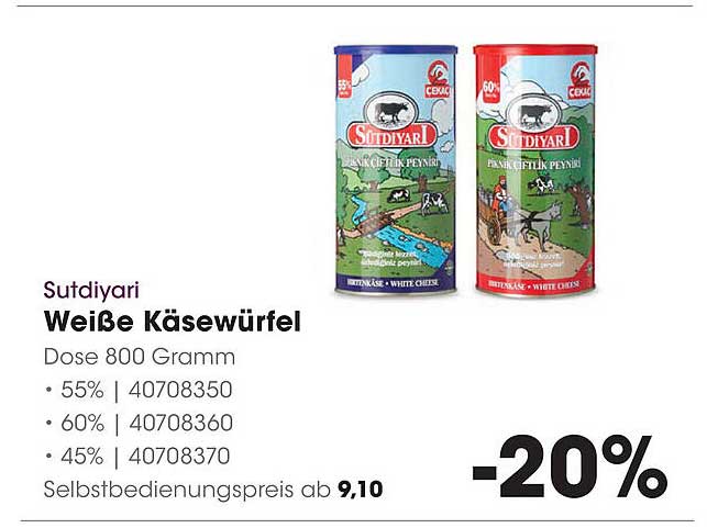 Sutdiyari Weiße Käsewürfel Dose 800 Gramm