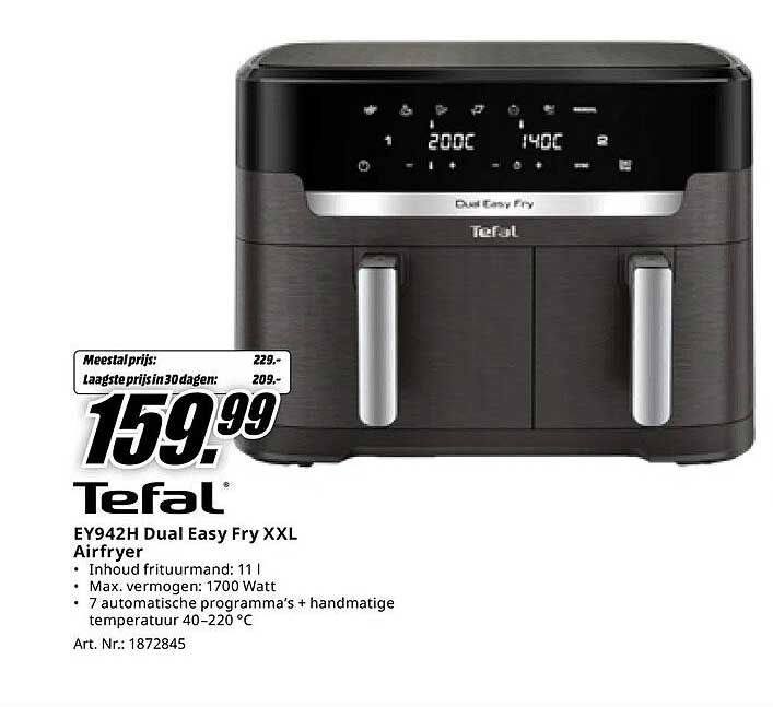 Tefal EY942H Dual Easy Fry XXL Airfryer