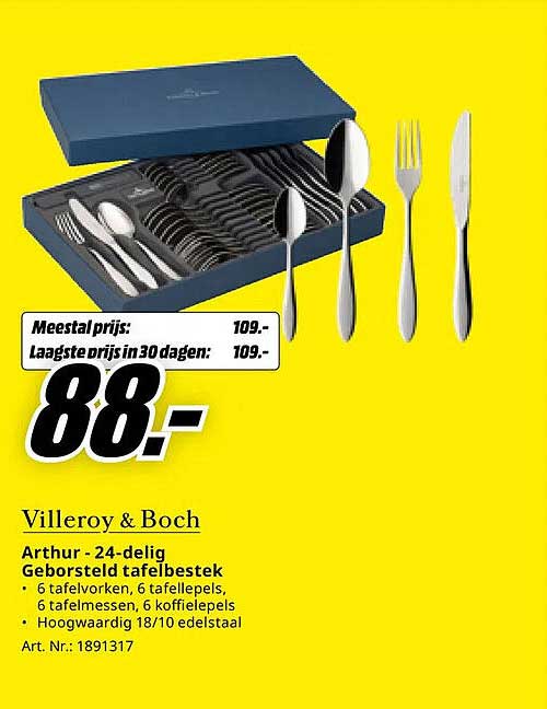 Villeroy & Boch Arthur - 24-delig Geborsteld tafelbestek