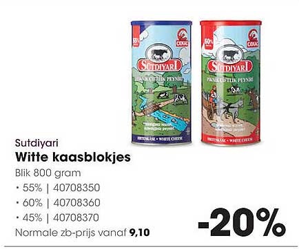 Witte kaasblokjes