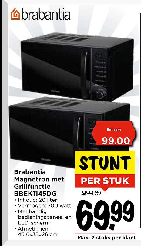 Brabantia Magnetron met Grillfunctie BBEK1145DG