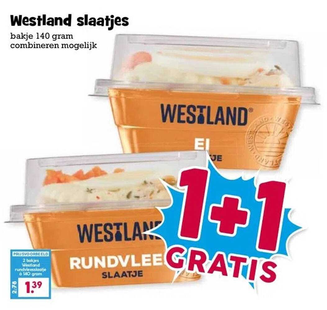 1 + 1 GRATIS bij Westland slaatjes