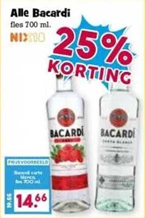 Alle Bacardi fles 700 ml.