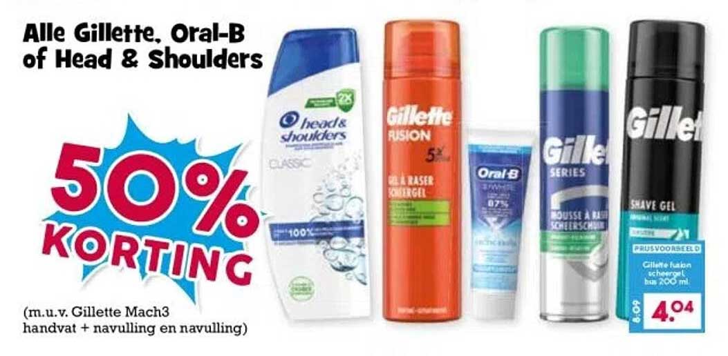 Alle Gillette, Oral-B of Head & Shoulders 50% korting