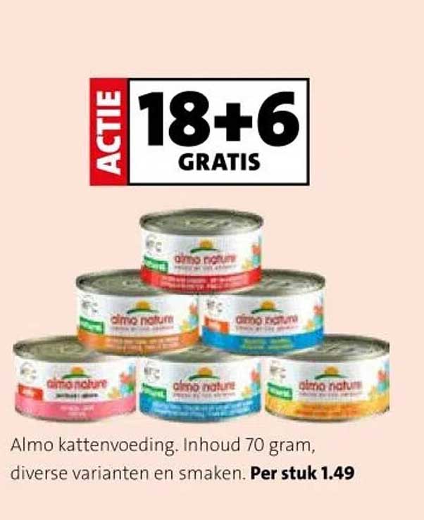 Almo kattenvoeding. Inhoud 70 gram, diverse varianten en smaken. Per stuk 1.49