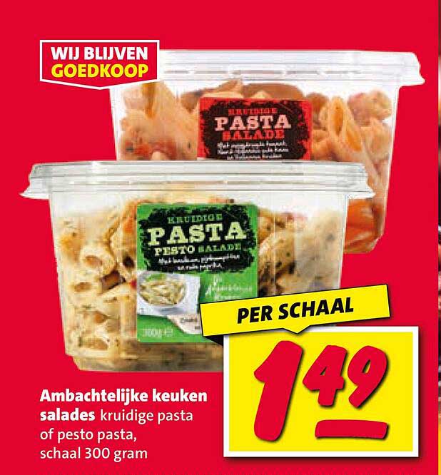 Ambachtelijke keukensalades kruidige pasta of pesto pasta, schaal 300 gram