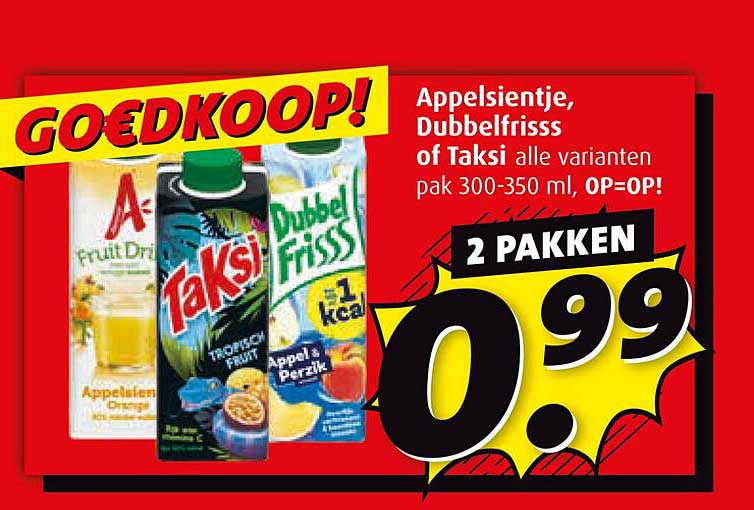 Appelsientje, Dubbelfriss of Taksi alle varianten pak 300-350 ml, OP=OP!