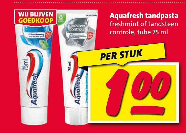 Aquafresh tandpasta freshmint of tandsteen controle, tube 75 ml