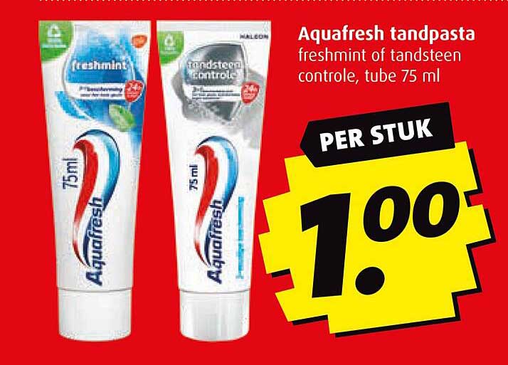 Aquafresh tandpasta freshmint of tandsteen controle, tube 75 ml