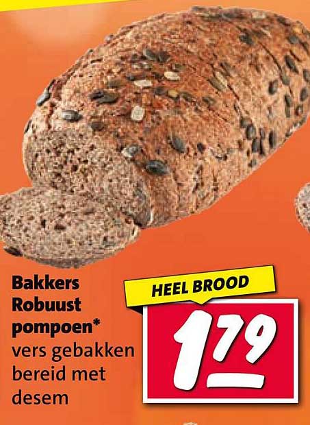 Bakkers Robuust pompoen* vers gebakken bereid met desem