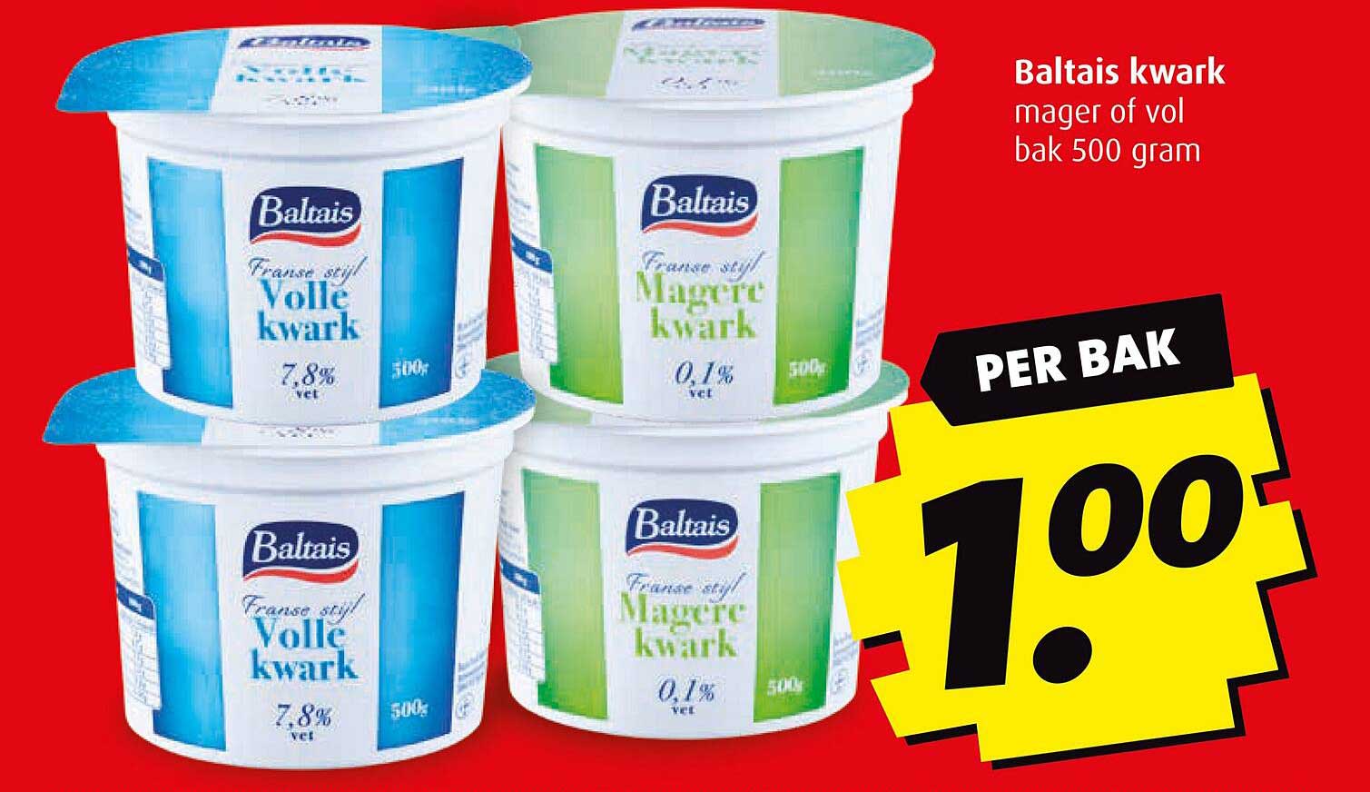 Baltais kwark mager of vol bak 500 gram