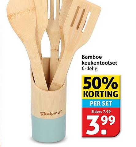 Bamboe keukentoolset 6-delig