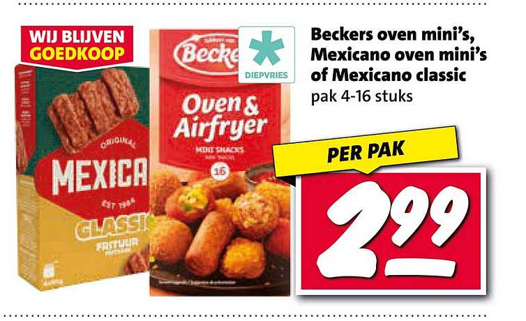 Beckers oven mini’s, Mexicano oven mini’s of Mexicano classic pak 4-16 stuks