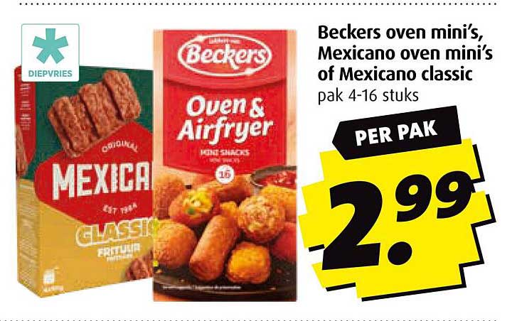 Beckers oven mini's, Mexicano oven mini's of Mexicano classic pak 4-16 stuks