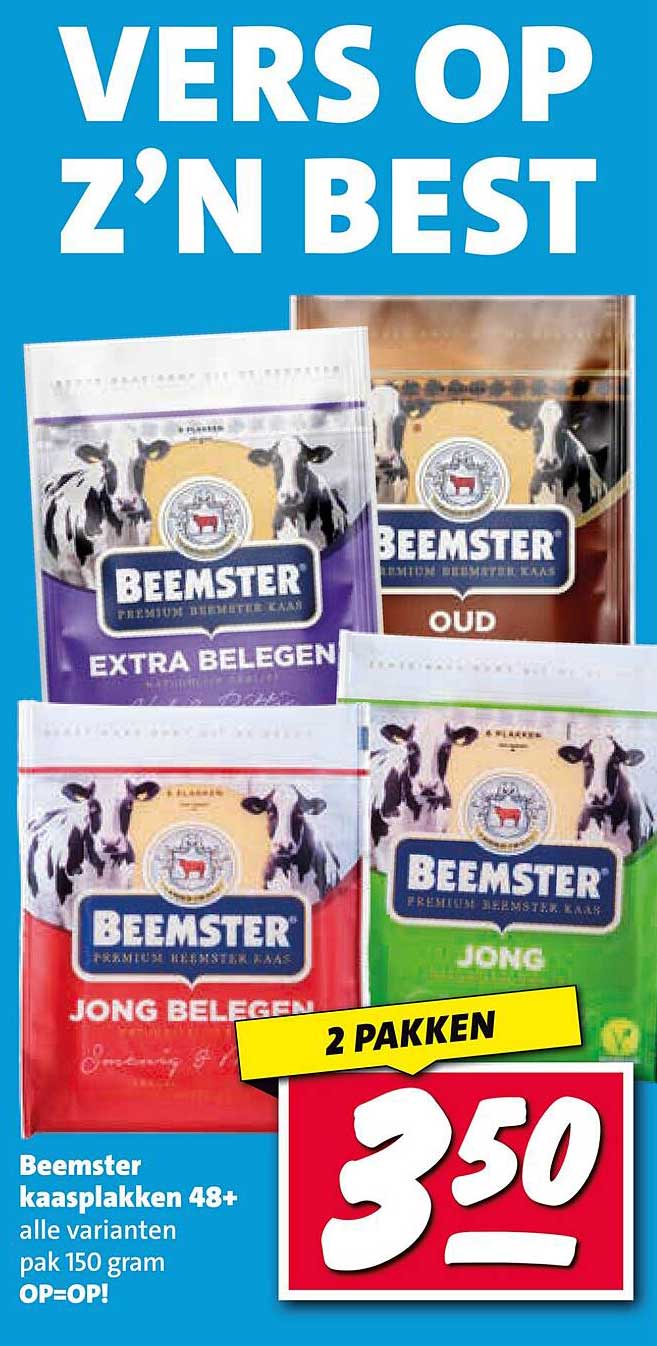 Beemster kaasplakken 48+ alle varianten pak 150 gram OP=OP!