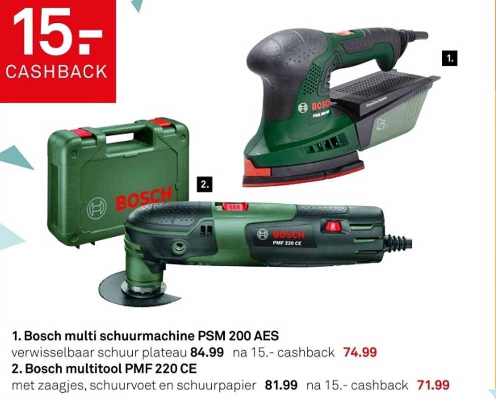 Bosch multi schuurmachine PSM 200 AES en Bosch multitool PMF 220 CE
